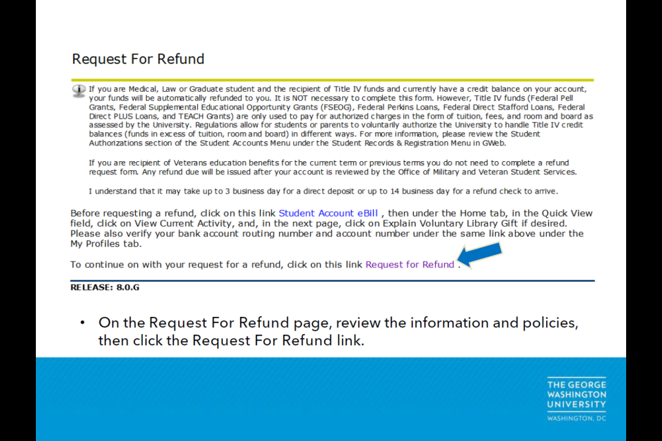 Click Request for Refund Link